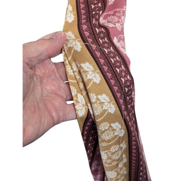 Cactus + Pearl Women size L Mix Stripe Knit Maxi Dress Slits Cottagecore Hippie - Picture 7 of 13